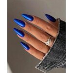 Set manucure pr�ts � poser 24 capsules + 5 accessoires pi�ces amande / stiletto bleu marine lh originails ...