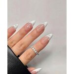 Set manucure pr�ts � poser 24 capsules + 5 accessoires stiletto french perle lh originails