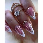 Set manucure pr�ts � poser 24 capsules + 5 accessoires stiletto french strass r�utilisables lh originails ...