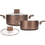 Set de marmites - arthur martin - am9820 - 20 - 24 cm avec couvercle en verre - aluminium - tous feux ...
