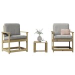 Set meubles d?ext�rieur - bonnie - salon de jardin 3 pi�ces - bois de pin impr�gn� - 40 x 38 x 285cm ...