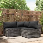 Set meubles d?ext�rieur - bonnie - salon de jardin 3 pi�ces avec coussins - gris - r�sine tress�e - 63 ...