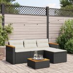 Set meubles d?ext�rieur - bonnie - salon de jardin 3 pi�ces avec coussins - noir - r�sine tress�e - 177 ...