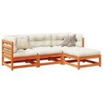Set meubles d?ext�rieur - bonnie - salon de jardin 4 pi�ces cire marron - bois de pin massif - 70 x 70 ...