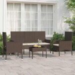 Set meubles d?ext�rieur - bonnie - salon de jardin 4 pi�ces avec coussins - marron - r�sine tress�e - ...