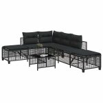 Set meubles d?ext�rieur - bonnie - salon de jardin dangle 3 pi�ces avec coussins - noir - r�sine tress�e ...