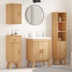 Set de meubles de salle de bain - 4 pices - bois massif de pin - finition laque - style contemporain ...