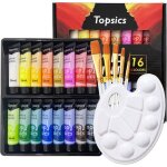 Set de peinture acrylique avec 16 tubes 36ml pigment acrylique avec 5 pinceaux 1 palette pour artistes ...
