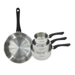 Set pole 28 cm et 3 casseroles 12 16 et 20 cm en inox fackelmann geneva