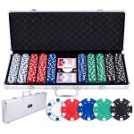 Set de poker - malette en mtal argente - 500 jetons 115g - 2 jeux de cartes - accessoires inclus