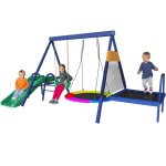 Set portique pour enfants dext�rieur toboggantrampoline balan�oire nidbalan�oire en plastique charge ...