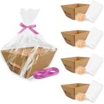 Set de prsentation cadeau ? 5 paniers carton 26x17x11 cm avec papier de pin cellophane et fil dcoratif ...