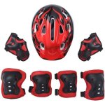 Sets de protection - 7 pices casque vlo enfant - rouge - roller patinage - cadeau rouge a#m