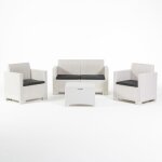 Set relax salina en rsine effet rotin compos de deux fauteuils un canap une table basse et des coussins ...