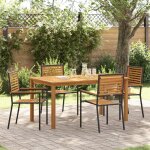 Set de repas de jardin 5 pi�ces vidaxl en poly rotin noir et bois dacacia 3365517