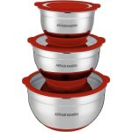 Set de saladiers - arthur martin - am032 - 16 - 20 - 24 cm - couvercles hermtiques - acier inoxydable ...