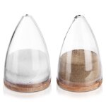 Set de salière et poivrière vilde - design classique - 52x52x8 cm - transparent et bois Set de salière et poivrière vilde - design classique - 52x52x8 cm - transparent et bois