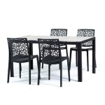 Set de salle  manger avec table milo avec structure en aluminium 4 chaises anna en rsine (anthracite ...