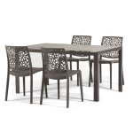 Set de salle � manger table milo avec structure en aluminium 4 chaises anna en r�sine (gris tourterelle ...