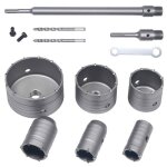 Set de scies cloches 10 pcs tr�pan b�ton sds tige dextension pointe en carbure de tungst�ne - �35mm40mm50mm65m ...