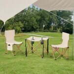 Set de table et 2 chaises de camping pliantes banzi tissu oxford 600d beige