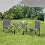 Set de table et 2 chaises de camping pliantes banzi tissu oxford 600d gris