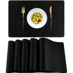 Sets de table - 6 sets de table en cuir r�sistant � la chaleur imperm�ables noir pour cuisine / salle ...