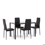 Set table ettore en verre tremp� plus 4 chaises lidia en �co - cuir id�al pour la salle � manger et cuisine ...