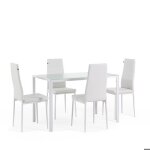 Set table ettore en verre tremp plus 4 chaises lidia en co - cuir idal pour la salle  manger et cuisine ...