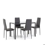 Set table ettore en verre tremp� plus 4 chaises lidia en �co - cuir id�al pour la salle � manger et cuisine ...