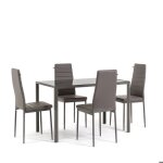 Set table ettore en verre tremp� plus 4 chaises lidia en �co - cuir id�al pour la salle � manger et cuisine ...