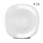 Set de table service de 12 assiette plate  dessert plat de service carr en verre - longueur 27 x profondeur ...