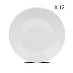 Set de table service de 12 assiette plate � dessert plat de service rond en verre coloris blanc - diam�tre ...