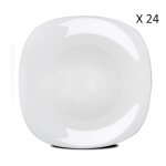 Set de table service de 24 assiette plate  dessert plat de service carr en verre - longueur 27 x profondeur ...