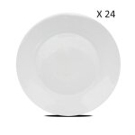 Set de table service de 24 assiette plate � dessert plat de service rond en verre coloris blanc - diam�tre ...