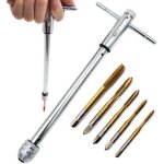 Set de tarauds � main - ulisem - 5 pi�ces - m3 - m8 - hss rev�tement titane - cl� � cliquet - poign�e ...