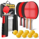 Set de tennis de table 4 raquette ping pong + 8 balle + filet enroulable raquette de ping pong set