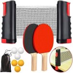 Set de tennis de table2 raquette ping pong + 6 balle + filet enroulableraquette de ping pong set pour ...