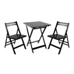 Set terrasse pliable table carrée pliante et 2 chaises biano en bois de bambou 7house. noir Set terrasse pliable table carrée pliante et 2 chaises biano en bois de bambou 7house. noir