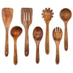 Set dustensiles de cuisine en bois 7 pices set dustensiles de cuisine pole antiadhsive spatule
