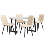 Seyakany - ensemble table et chaises (5 pi�ces) design moderne - adapt� aux petites familles - blanc ...