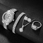 Sharphy coffret montre femme + bracelets + colliers + bagues + boucles doreilles - diamants blanc cadeau ...