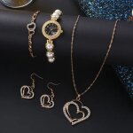 Sharphy coffret montre femme + bracelet + colliers + boucles doreilles - perles diamants motifs damour ...