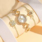 Sharphy coffret montre femme + bracelet - diamant bracelet en acier dor mode trfle  quatre feuilles ...