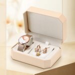 Sharphy coffret montre femme + colliers + boucles doreilles - diamants fleur bracelet en acier or rose ...