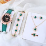Sharphy coffret montre femme vert diamants lgant luxe cadeau danniversaire bracelets collier boucles ...