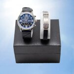 Sharphy coffret montre homme + bracelet chronographes multifonctions bracelet en cuir classique cadeau ...