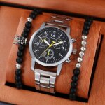 Sharphy coffret montre homme + bracelet de perles - chronographes bracelet en acier argent �tanche coffret ...