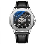 Sharphy montre homme cadran squelette automatique m�canique horloge bracelet en cuir cadran squelette ...