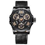 Sharphy montre homme cadran squelette cool mode noir bracelet en cuir mode adolescent haute qualit classique ...